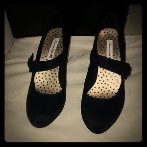Black felt heels